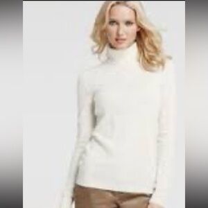 Halogen Turtleneck Sweater Womens XS Off White  Long Sleeve WinterCable knit
